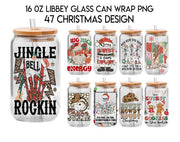 Tis the Season Christmas-Merry Christmas and Happy New Year 16oz UV DTF Libby Cup Wrap