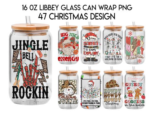 Tis the Season Christmas-Merry Christmas and Happy New Year 16oz UV DTF Libby Cup Wrap