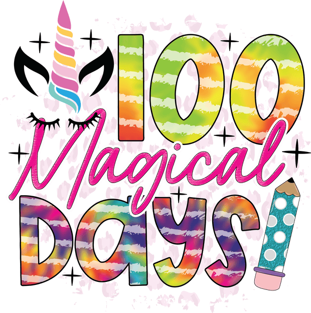 100 Magical Days of School with Unicorn DTF (direct-to-film) Transfer - Twisted Image Transfers