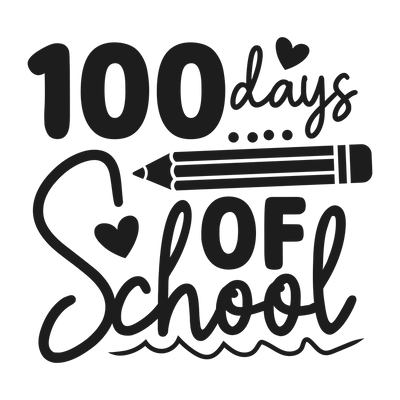 100 Days of School Pencil & Heart DTF (direct-to-film) Transfer