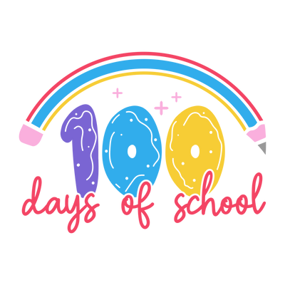 100 Days of School Rainbow Pencil DTF (direct-to-film) Transfer