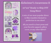 Alzheimer's Awareness 2 60"x22" DTF Ready to Ship Gang Sheet