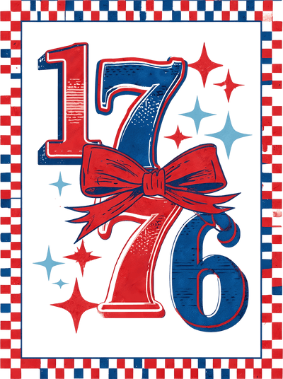 1776 with Checkered Border DTF (direct-to-film) Transfer