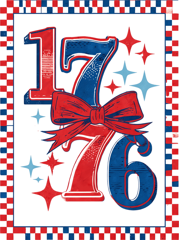 1776 with Checkered Border DTF (direct-to-film) Transfer