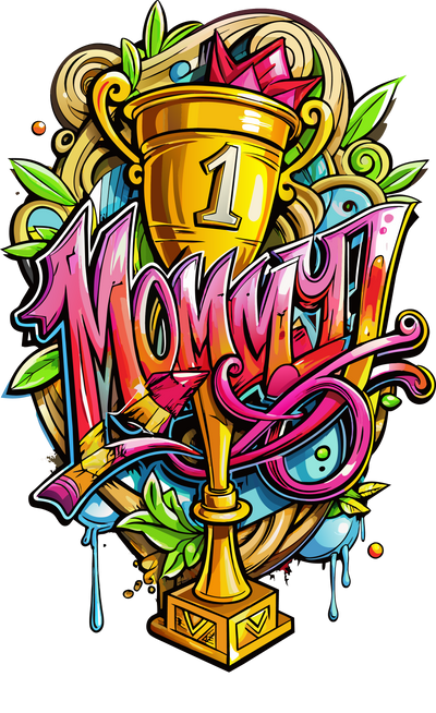 1 Trophy Mommy Blue Color Drip DTF (direct-to-film) Transfer