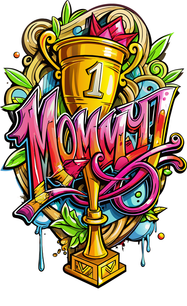 1 Trophy Mommy Blue Color Drip DTF (direct-to-film) Transfer