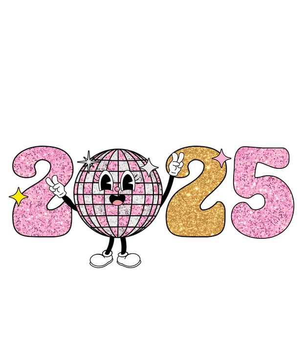 2025 New Year Gold & Pink Disco Ball in Shoes DTF (direct-to-film) Transfer