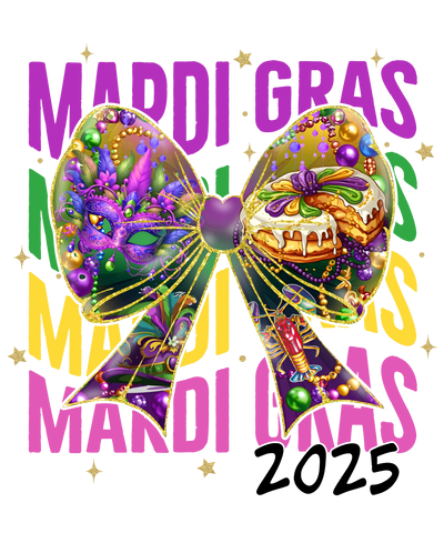 2025 Stacked Mardi Gras Bow & Beads DTF (direct-to-film) Transfer