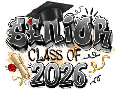 2026 Senior Class Black & Gold DTF (direct-to-film) Transfer