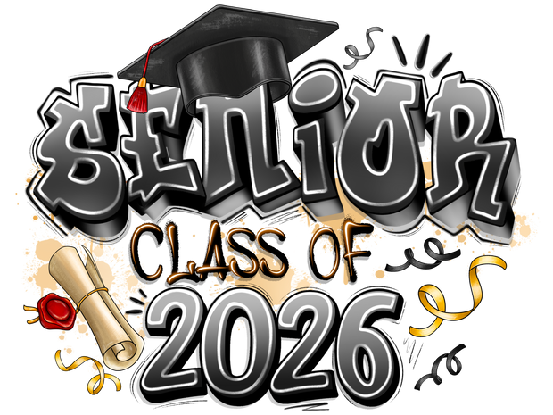 2026 Senior Class Black & Gold DTF (direct-to-film) Transfer