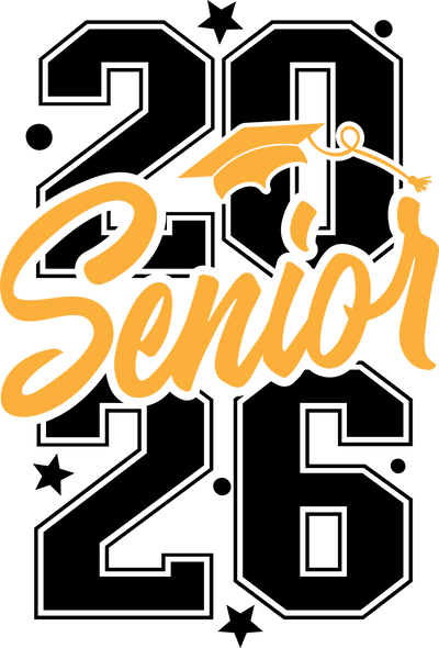 2026 Senior in Gold DTF (direct-to-film) Transfer