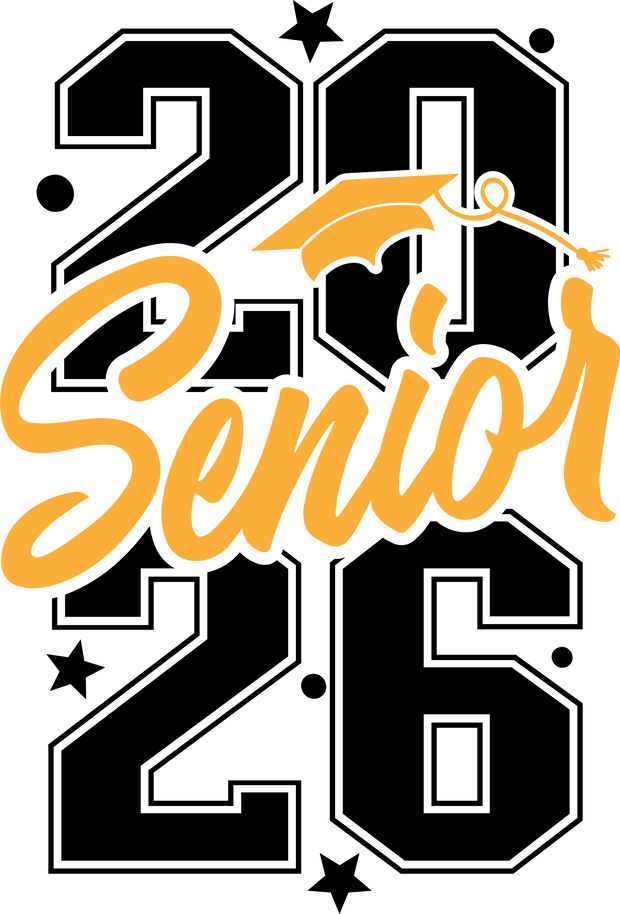 2026 Senior in Gold DTF (direct-to-film) Transfer