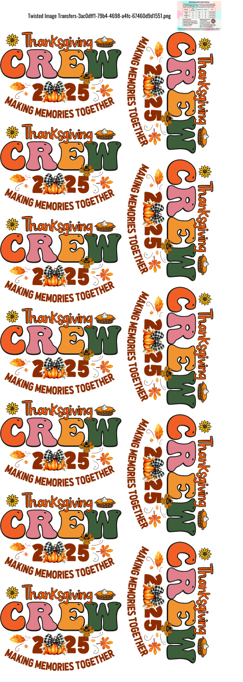 #2 2025 Thanksgiving Crew 60x22" DTF Ready to Ship Gang Sheet