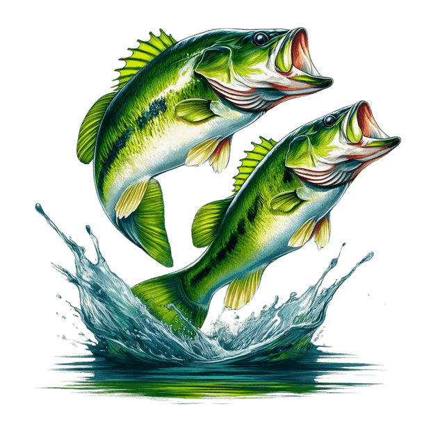 2 Green Fish Jumping DTF (direct-to-film) Transfer