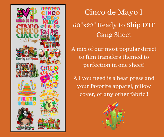 Cinco De Mayo 1 22x60" Ready to Ship Gang Sheet