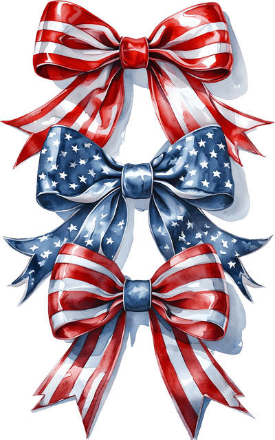 3 Stacked USA Bows DTF (direct-to-film) Transfer