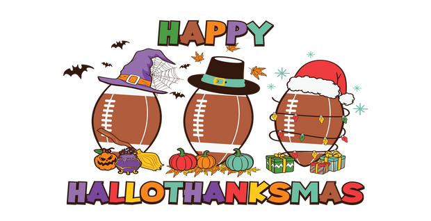 43-Football Happy Hallothanksmas-Football Halloween-Pumpkin Fall Football-Football Christmas 16oz UV DTF Libby Cup Wrap