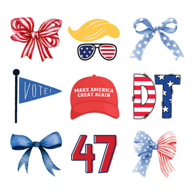 47 DT Vote Bows Wig DTF (direct-to-film) Transfer