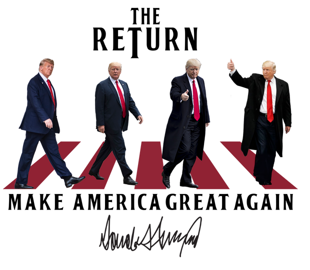 4 Sides of Trump in a Suit DTF (direct-to-film) Transfer