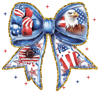 4th of July Gold Trimmed USA Bow DTF (direct-to-film) Transfer
