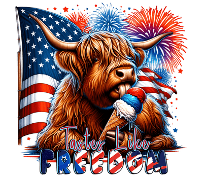 4th of July Highland Cow & Ice Cream DTF (direct-to-film) Transfer