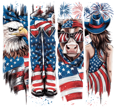 4th of July Paint Strokes Eagle Girl & Flag DTF (direct-to-film) Transfer