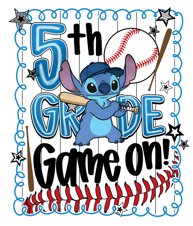 5th Grade Game on Baseball Stitch DTF (direct-to-film) Transfer