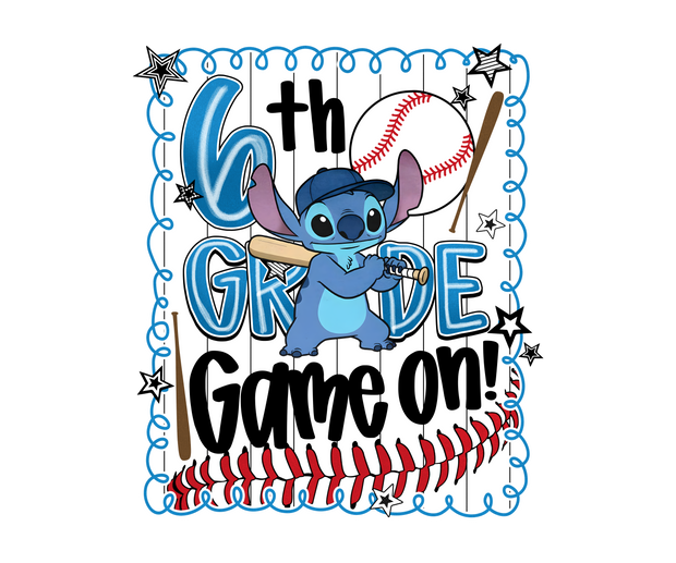 6th Grade Game on Baseball & Stars DTF (direct-to-film) Transfer