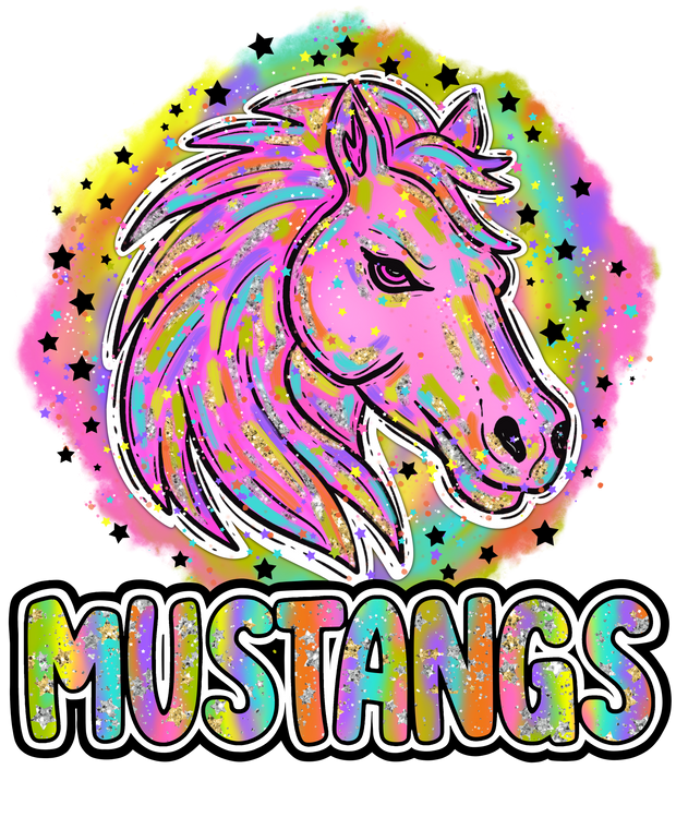 90s Girl Nostalgia Mascots Mustangs DTF (direct-to-film) Transfer