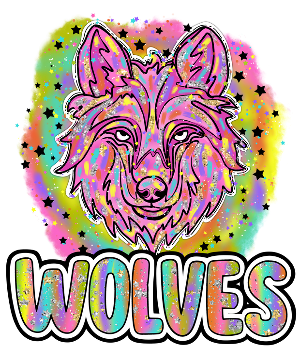 90s Girl Nostalgia Mascots Wolves DTF (direct-to-film) Transfer