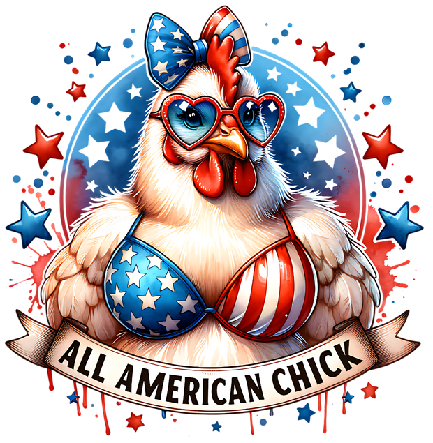 ALL AMERICAN CHICK IN A BIKINI DTF (direct-to-film) Transfer