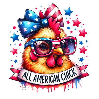 ALL AMERICAN CHICK WATERCOLOR  DTF (direct-to-film) Transfer
