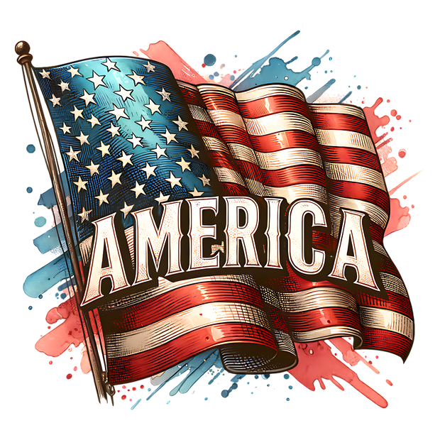 AMERICA WITH FLAG 2 DTF (direct-to-film) Transfer