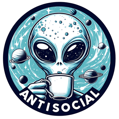 Alien Sipping Antisocial DTF (direct-to-film) Transfer