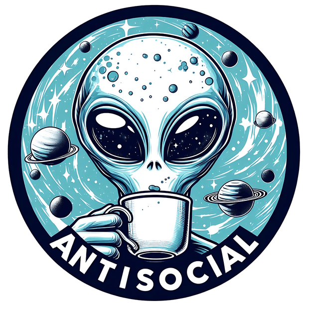 Alien Sipping Antisocial DTF (direct-to-film) Transfer