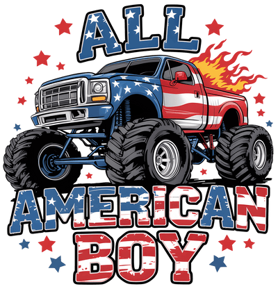 All American Boy USA Truck DTF (direct-to-film) Transfer