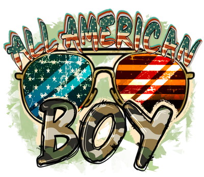 All American Boy With Stars and Stripes and Cami DTF (direct-to-film) Transfer