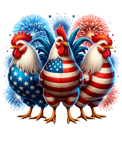 All American Chickens Wrapped In American Flags DTF (direct-to-film) Transfer