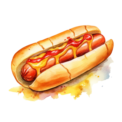 All American Hot Dog With Ketchup And Mustard DTF (direct-to-film) Transfer