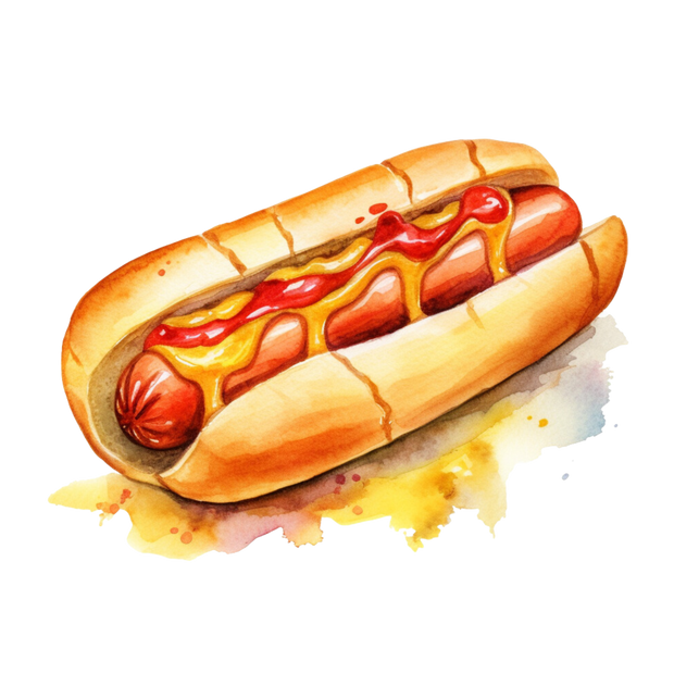 All American Hot Dog With Ketchup And Mustard DTF (direct-to-film) Transfer