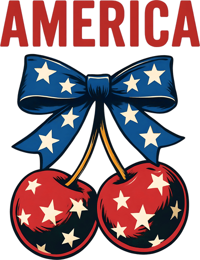 America Cherries with Stars DTF (direct-to-film) Transfer
