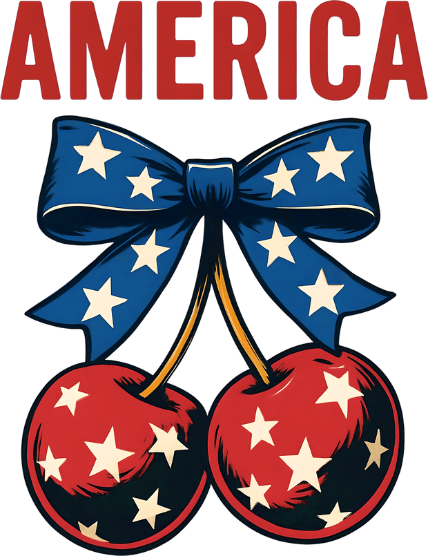America Cherries with Stars DTF (direct-to-film) Transfer