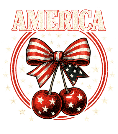 America Circle with Cherries & Bow DTF (direct-to-film) Transfer