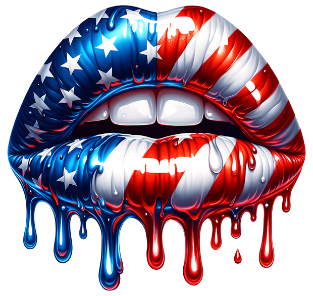 America Dripping Lips DTF (direct-to-film) Transfer
