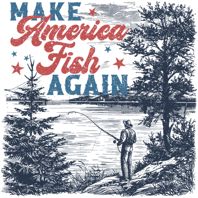 America Fish & Stars DTF (direct-to-film) Transfer