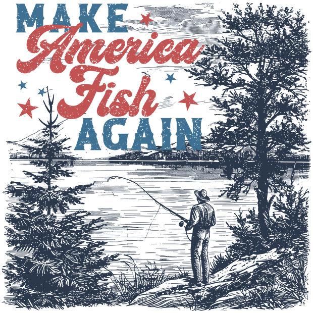 America Fish & Stars DTF (direct-to-film) Transfer