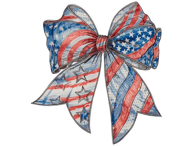 America Flag Bow DTF (direct-to-film) Transfer