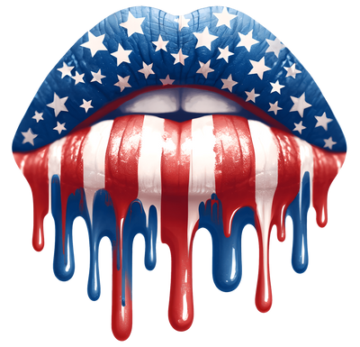 America Lips Color Drip DTF (direct-to-film) Transfer