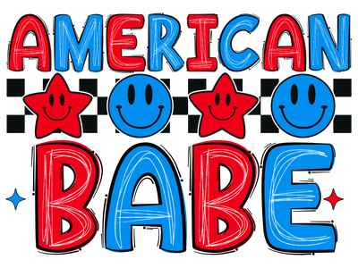 American Babe Smilies & Stars DTF (direct-to-film) Transfer