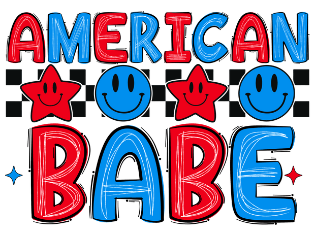 American Babe Smilies & Stars DTF (direct-to-film) Transfer